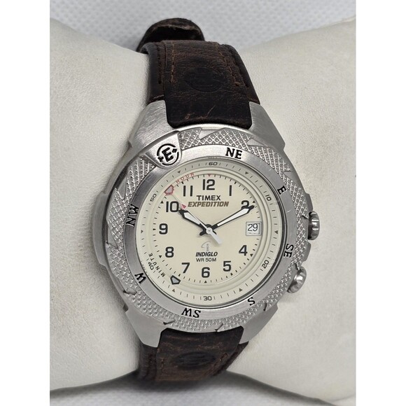 Womens Timex Shenmue Alarm Date Indiglo Silver Tone Brown Leather Strap Watch 11 - Picture 3 of 9